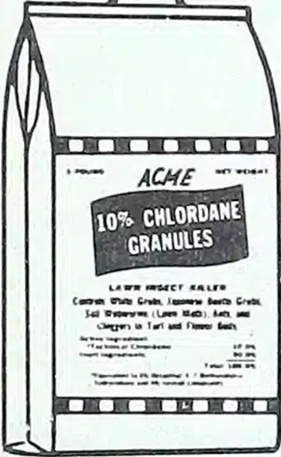 Bag of chlordane granules for pest control