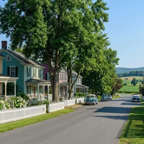 Historic village of Clifton, Virginia with Victorian-era homes and tree-lined streets in western Fairfax County