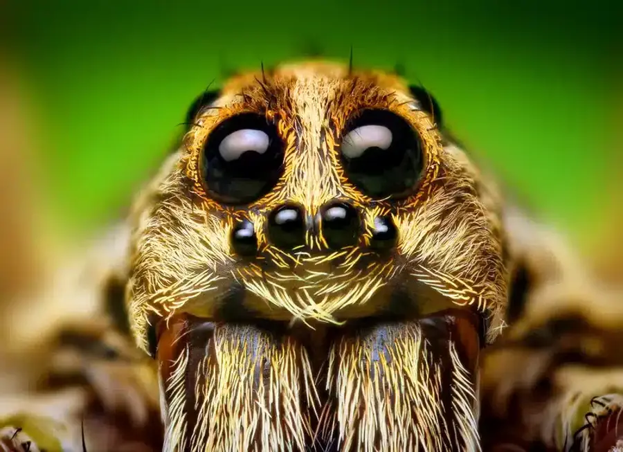 Close-up of a spider's face