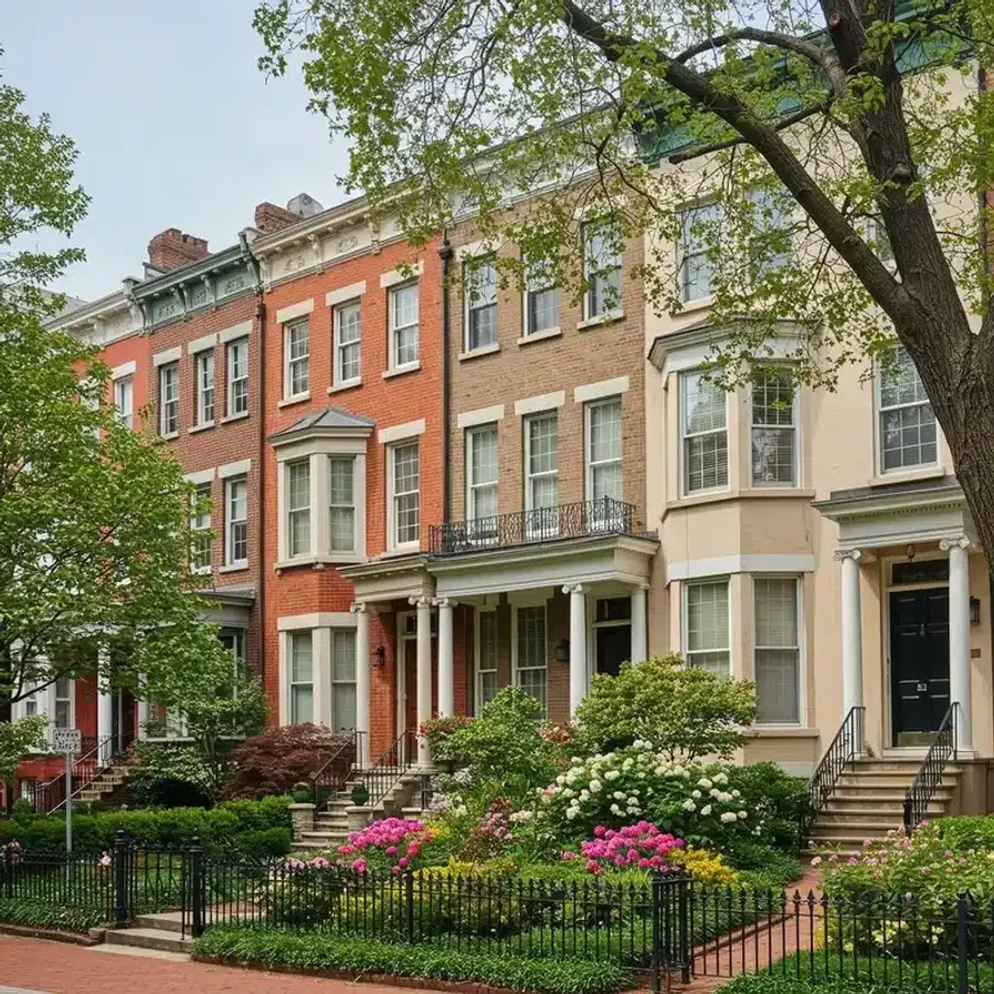 Row of DMV area townhomes with basements ideal for camel cricket habitat