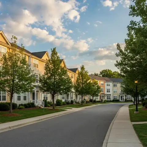 Tree-lined residential neighborhood in Falls Church, Virginia