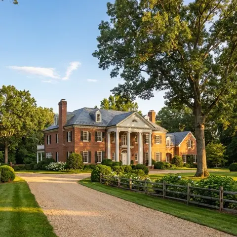 Colonial estate home on a wooded lot in Great Falls, Virginia