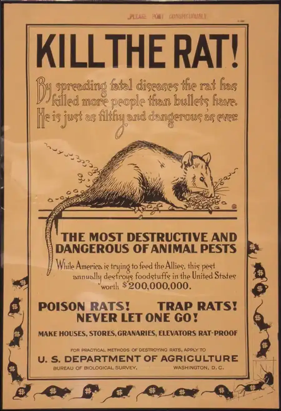 Vintage poster urging rat control