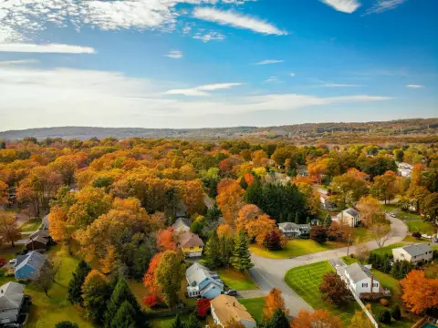 Loudoun county average home & neighborhood drone view during fall