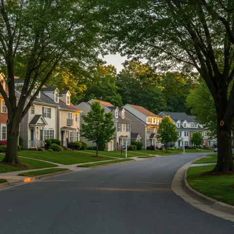 Residential neighborhood with trees and houses
