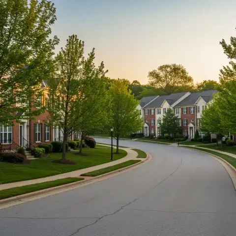 Residential neighborhood with trees and houses