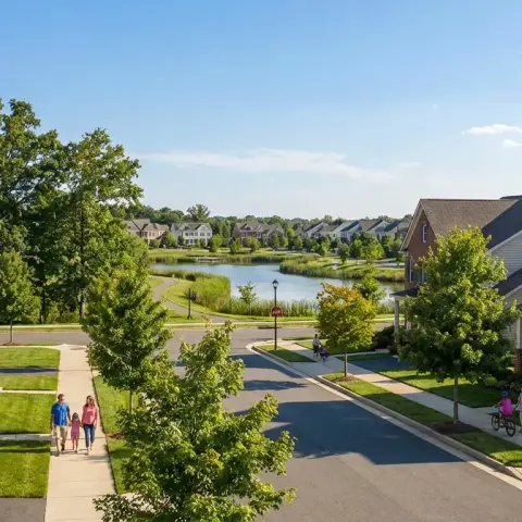 Suburban neighborhood street in South Riding, Virginia - serving the South Riding community with professional termite control