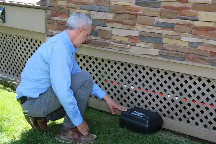 Bait station positioned at home foundation
