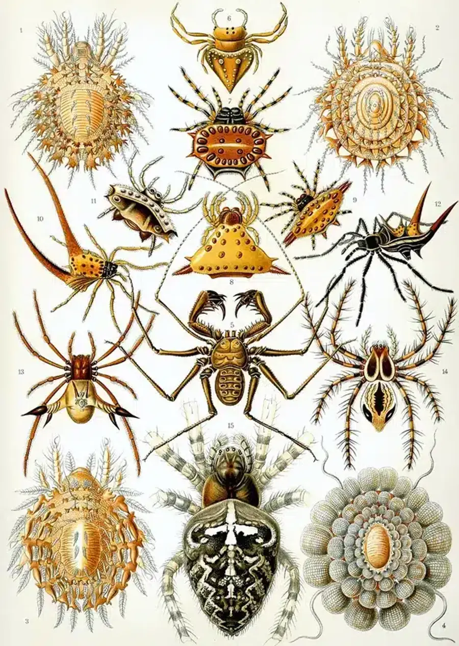 Illustration of different spider species