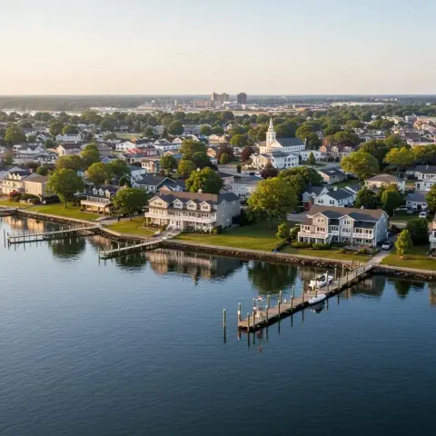 Waterfront homes near a marina in Edgewater
