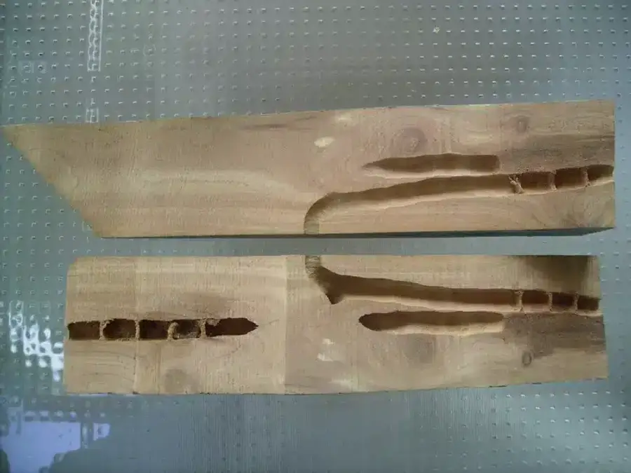 Wood showing damage from termites