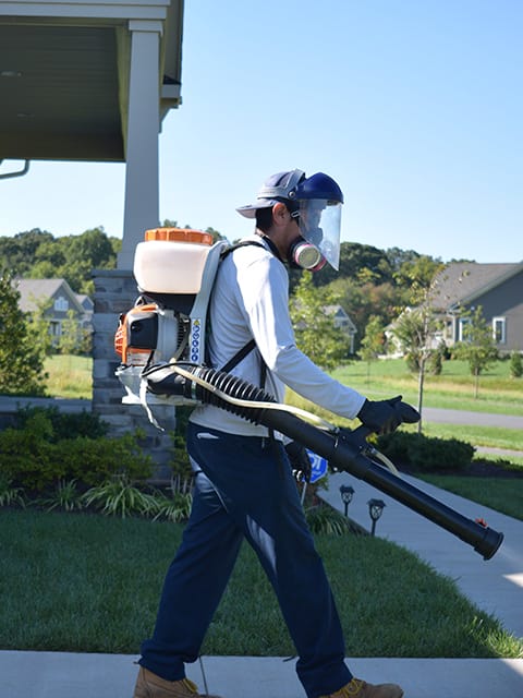 Fully Equipped Pest Control Technician Ready for Mosquito Treatment